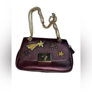 Coach Cassidy Purple Metallic Star Embellished Crossbody Bag F38341